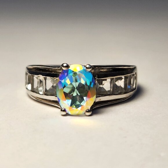 VTG NIB 925 Mercury Mystic Topaz Aurora Borealis Ring Size 7 - Picture 12 of 15